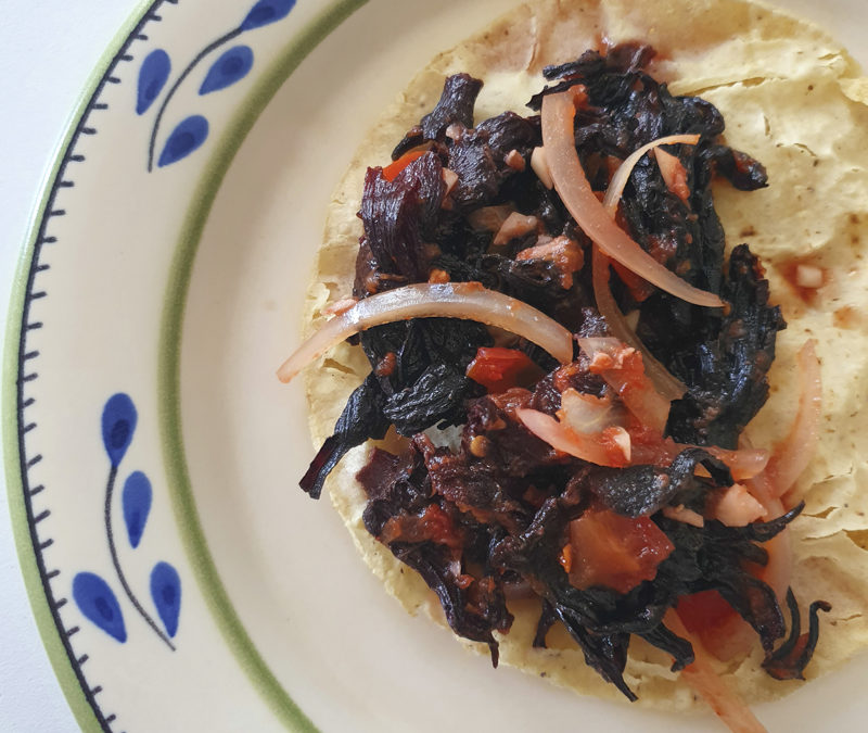 Receta Tacos flor de jamaica